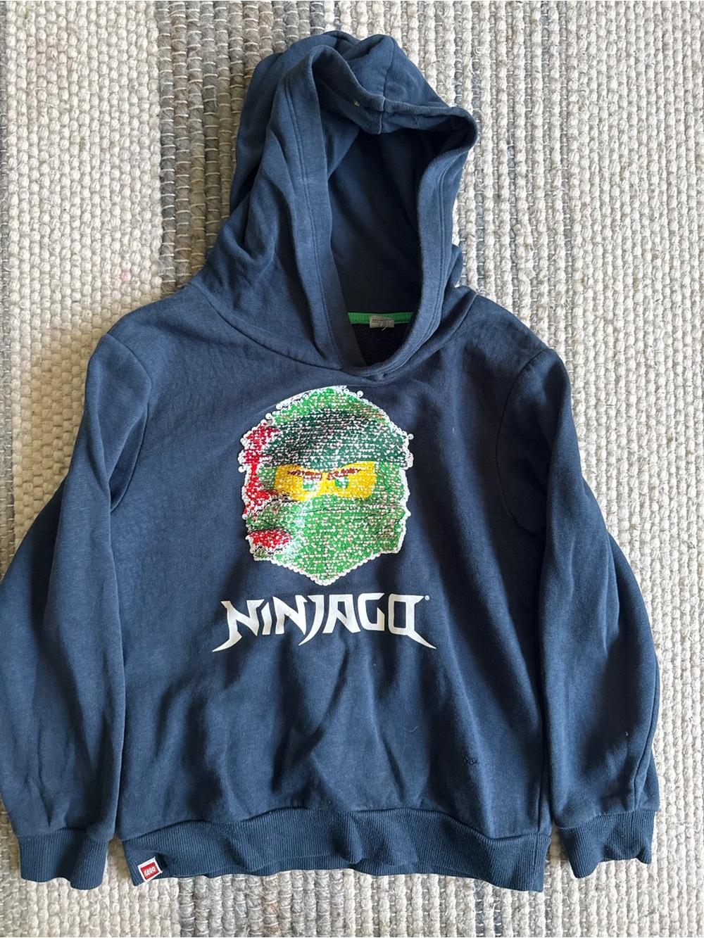 Lego Ninjago Navy Blue Hoodie with Sequin Ninjago Face